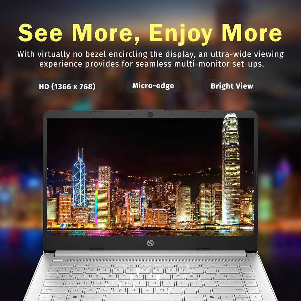 HP Stream 14" HD BrightView Laptop  Intel Celeron N150  16GB RAM  288GB Storage (128GB UFS + 160GB Docking Station Set)  Intel UHD Graphics  720p Webcam  Wi-Fi  1 Year Office 365  Win 11 S  Silver