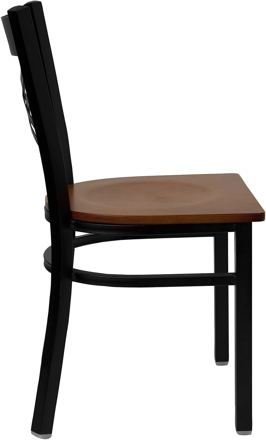 Flash Furniture 2 Pk. HERCULES Series Black ''X'' Back Metal Restaurant Chair - Cherry Wood Seat