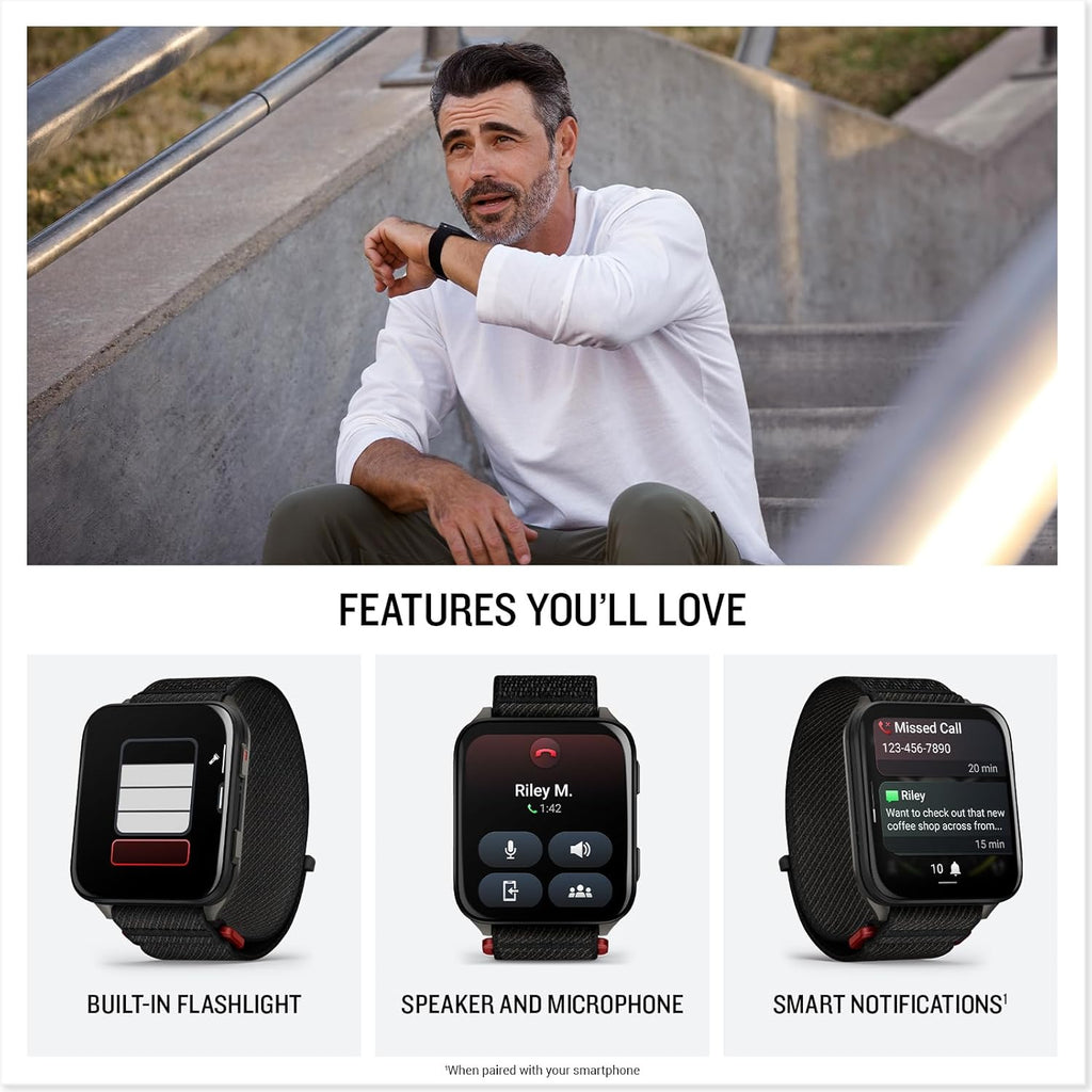 Garmin® Venu® X1  Thin and Lightweight GPS Smartwatch  AMOLED Display  Advanced Health and Fitness Features  Black with Slate Titanium Caseback and ComfortFit Nylon Band