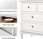 RoyalCraft 53" Wide 7 Drawer Dresser, White Dresser for Bedroom, Modern White Chest of Drawers with Solid Wood Legs and Painted Finish, Wooden Storage Closet Cabinet Organizer for Hallway, Living Room