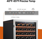 Ca'Lefort 24 Inch Wine Fridge, 61 Bottle Wine Cooler Refrigerator, 40-65°F Wine Refrigerator Glass Door, 3 LED Wine Fridge, Built-in or Freestanding Fridge for Home/Bar/Kitchen (5.65 cu.ft)