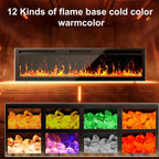 60Inch Electric Fireplace Wall Recessed/Wall Mounted with Adjustable Flame Color, Fireplace Heater with Remote Control, Linear Fireplace with 8 Timer, Touch Screen, 750/1500W (60")