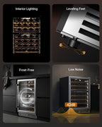 Upstreman 24 Inch Wine Fridge, 54 Bottles Dual Zone Wine Cooler Refrigerator, Small Built-in or Freestanding Wine Fridge with Stainless Steel Glass Door for Home, Office, or Kitchen, W54