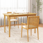 Giantex Dining Table for 4, 48" Rectangular Kitchen Table with Solid Rubber Wood Legs & Spacious Tabletop, Wooden Dinner Table for Living Dining Room, Dinette (Natural)