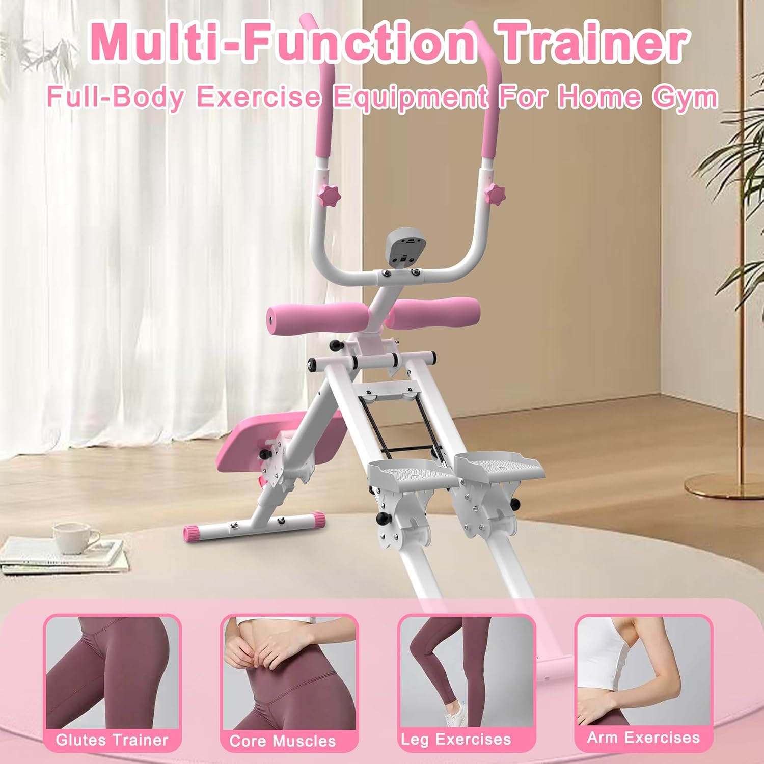 2 in 1 Stair Stepper and Ab Workout Machine, High Efficiency Stair Climber & Ab Trainer, Multi-Function Home Gym Equipment for Full Body Workout, Cardio and Core Training