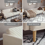 mopio 76.4" Futon Sofa Bed, Couch, Loveseat, Sleeper Sofa, Mid Century Modern Futon Couch, Sofa Cama, Couches for Living Room (Snow Velvet)