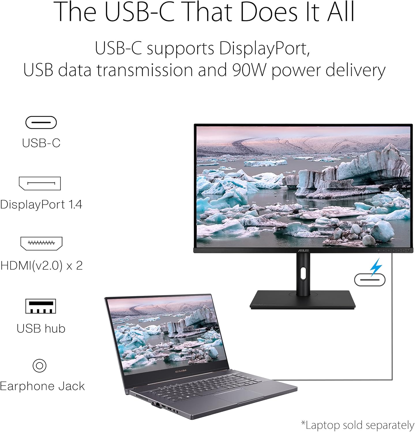 ASUS ProArt Display 32” 4K HDR Monitor (PA329CV) - UHD (3840 x 2160)  IPS  100% sRGB/Rec.709  ΔE < 2  Calman Verified  USB-C Power Delivery  DisplayPort  HDMI  USB 3.1 Hub  C-clamp  Height Adjustable