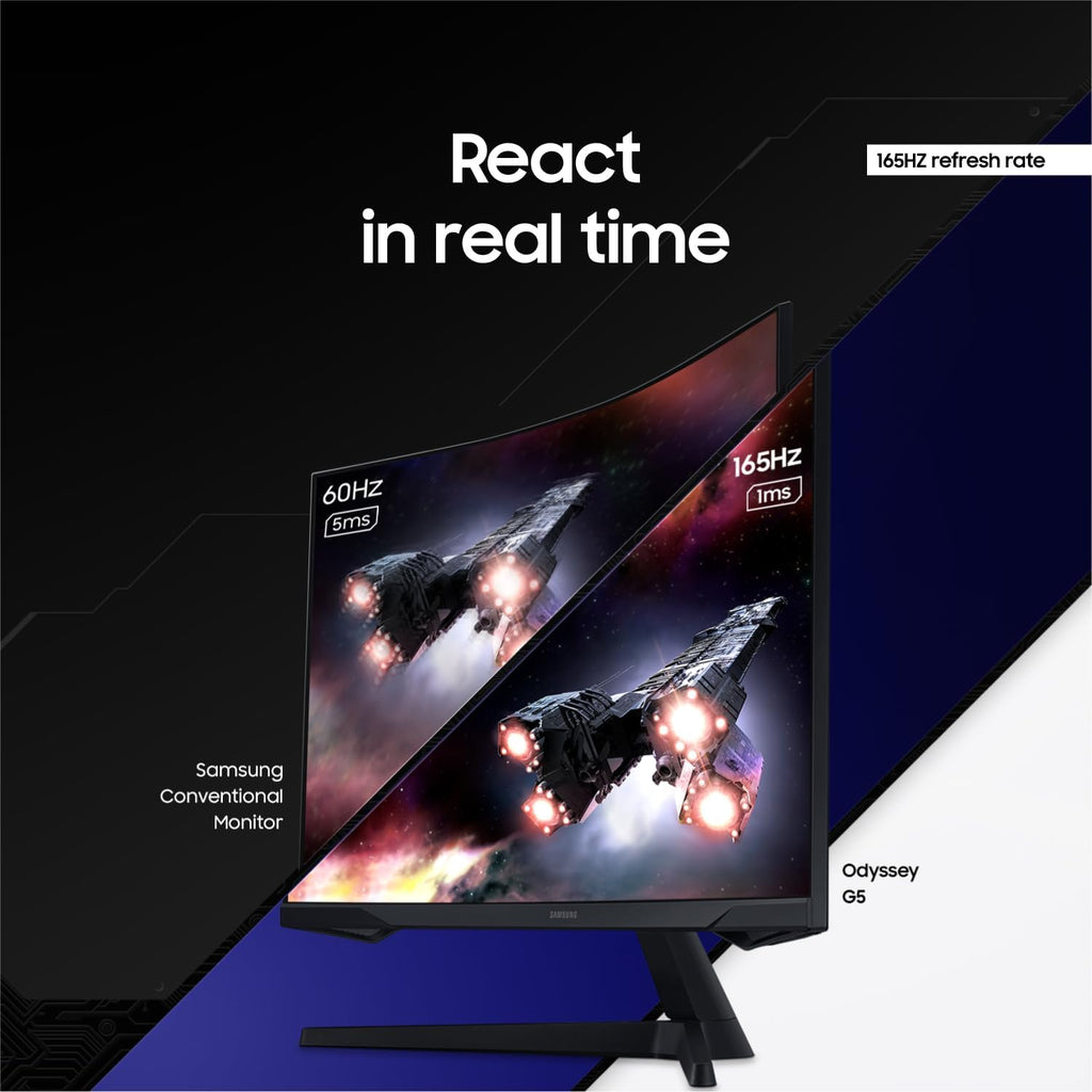 SAMSUNG 32" Odyssey G55C Series QHD 1000R Curved Gaming Monitor  1ms(MPRT)  HDR10  165Hz  AMD Radeon FreeSync  Eye Care  Glare Free  Sharp Resolution LS32CG550ENXZA