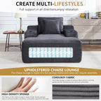 67" Oversized Chaise Lounge Chair Indoor, Soft Boneless Cloud Couch Chair with Wide Armrest Pillows and Cup Holders, Comfy Corduroy Sofa Bed Sleeper Couch for Living Room No Assembly Require,Dark Grey