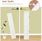 TEENFON Tall Storage Cabinet with 3 Door Shelves & 1 Drawer, Narrow Kitchen Pantry Cabinet for Living Room, Bathroom, Entryway, White