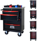 4-Drawer Rolling Tool Chest, Black & Red Modular Tool Box with Wheels, Heavy-Duty Rolling Tool Cabinet for Garage & Workshop Storage