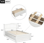 Harper & Bright Designs Twin Storage Bed Frame, Wood Platform Bed with Two Drawers and Headboard, White