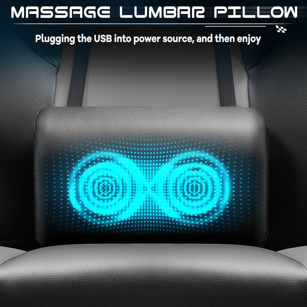 Meilocar Gaming Chair for Adult, Computer Chair with Footrest Video Game Chair Big and Tall Gaming Chair with Massage Lumbar Support, Adjustable Height and 360° Swivel Seat(Grey)