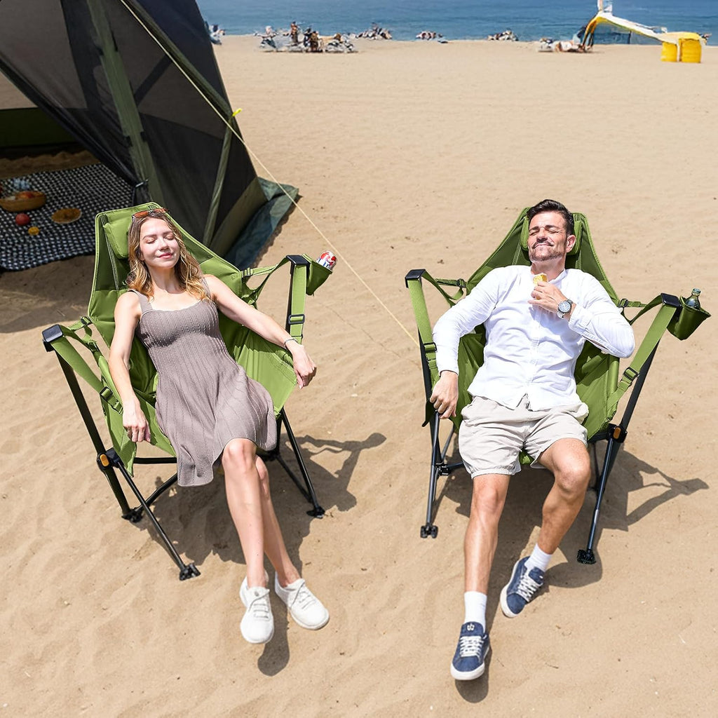 TIMBER RIDGE Hammock Camping Chair with Adjustable Backrest, Heavy Duty Folding Hammock Chair Supports 300lbs, Portable Hammock Chair for Camping, Travelling and Patio, Green