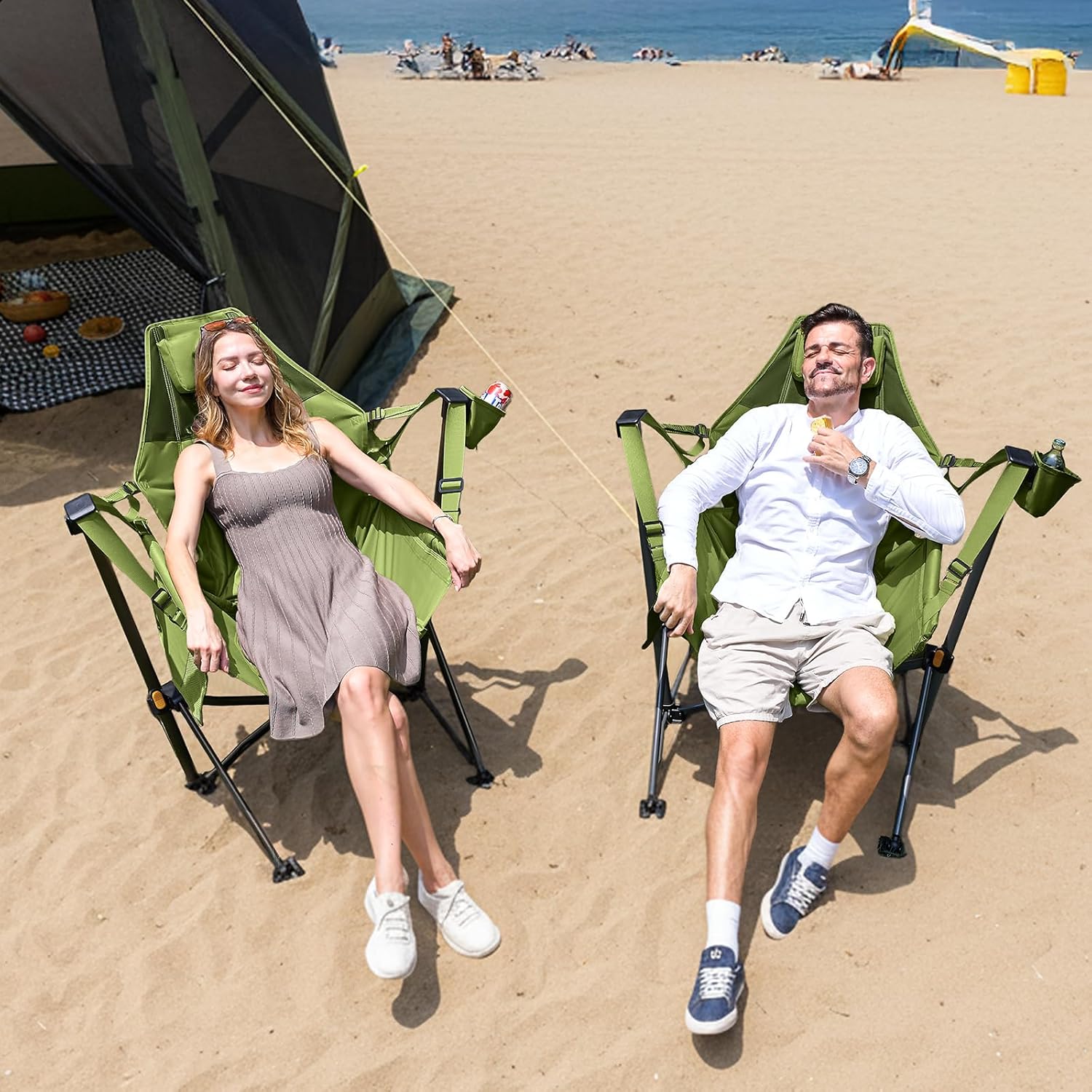 TIMBER RIDGE Hammock Camping Chair with Adjustable Backrest, Heavy Duty Folding Hammock Chair Supports 300lbs, Portable Hammock Chair for Camping, Travelling and Patio, Green