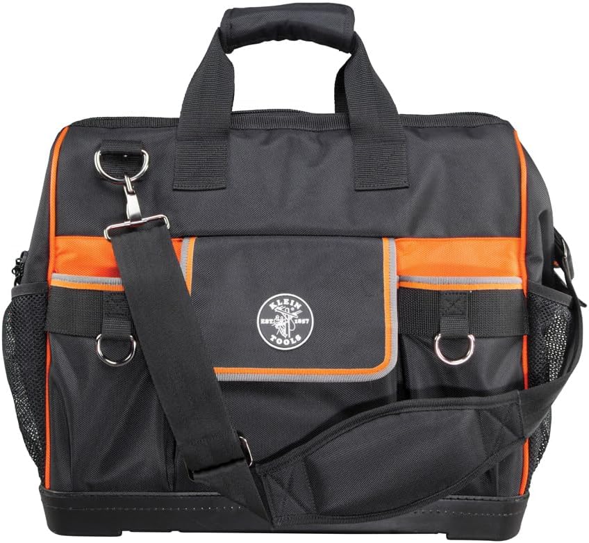 Klein Tools 55469 Tradesman Pro Wide-Open Tool Bag Made of 1680 Ballistic Weave with Molded Bottom and Detachable Shoulder Strap