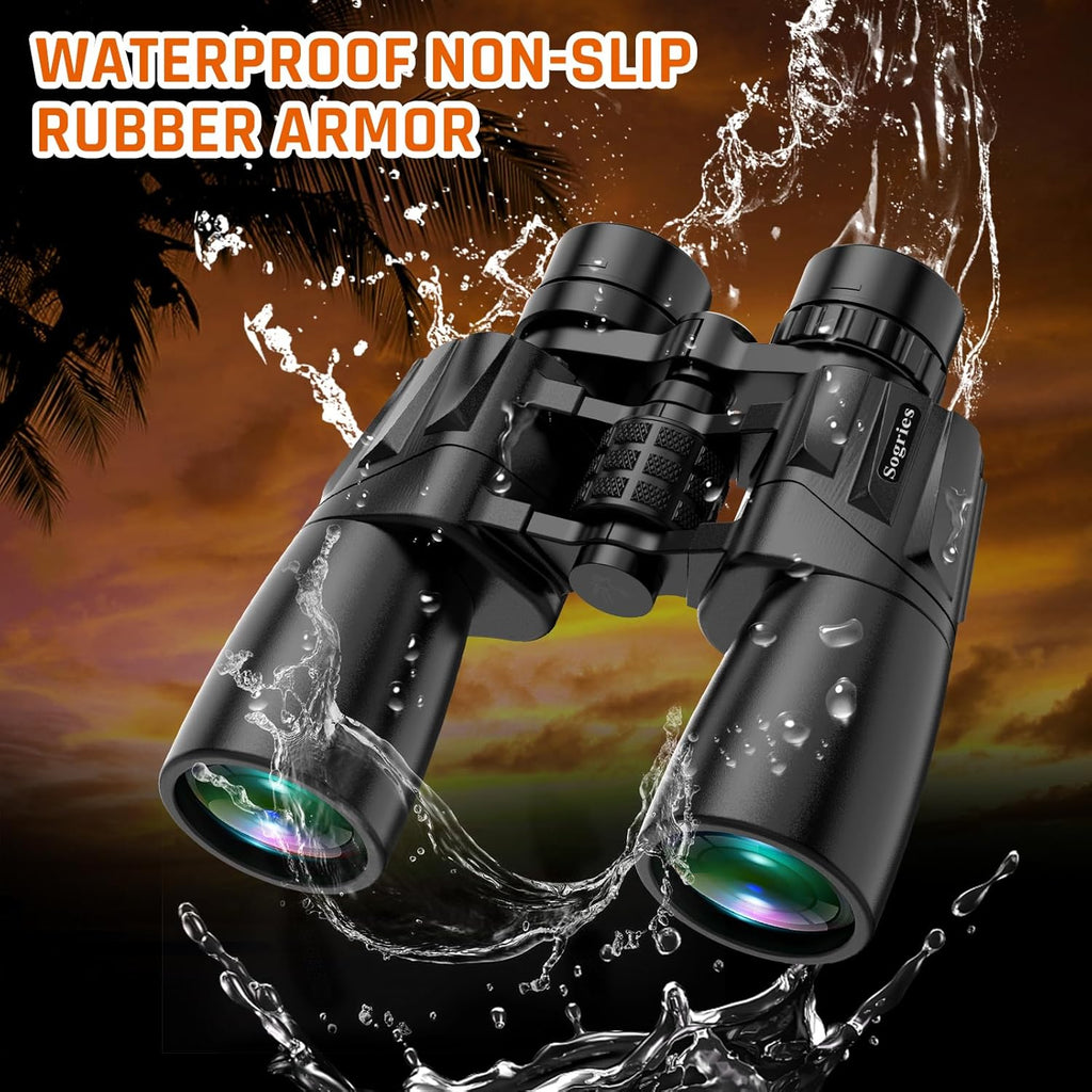 10-30x50 Zoom Binoculars for Adults  High Powered Military Binoculars for Bird Watching Traveling Hunting Concerts with Large View BAK4 FMC Lens Clear Low Light Vision at Night