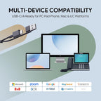 Yealink UH46 USB Headset with Mic, Wired Headset with 3 Noise Cancelling Microphones for PC/Computer/Laptop, Teams Certified, in Line Controls for Home Office Online Meetings, Plug & Play USB-C/A
