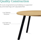 Best Choice Products Round Dining Table 35.5”, Mid-Century Modern Kitchen Table for 2-4 People, Small Space Apartment Dinette, Wood Top W/Steel Legs - Natural