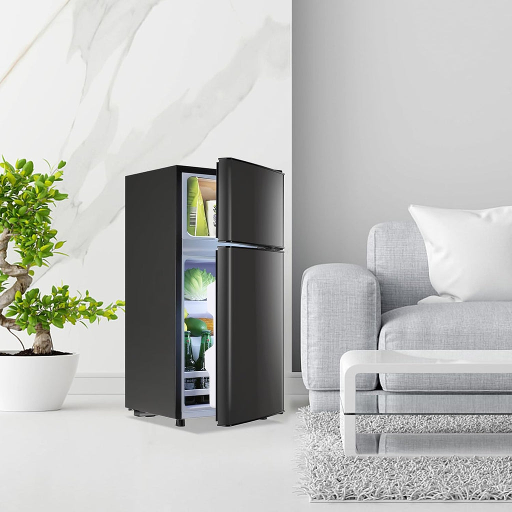DEMULLER 2.4 Cu.Ft Small Refrigerator with Freezer Dorm Mini Fridge with Removable Plastic Shelves Mini Refrigerator Ideal for Home, Office,Dormitory Gray