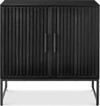 Best Choice Products Slatted Sideboard Buffet Cabinet, Entryway Table, Accent Storage Cabinet, Console Table for Hallway, Living Room, Dining Room – Black