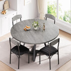 Jocoevol 42“ Round Kitchen Dining Room Table for 2-4, Circle Dining Dinner Table with Pedestal Metal Frame, Space Saving Wood Industrial Furniture for Small Space (Grey, 42IN)