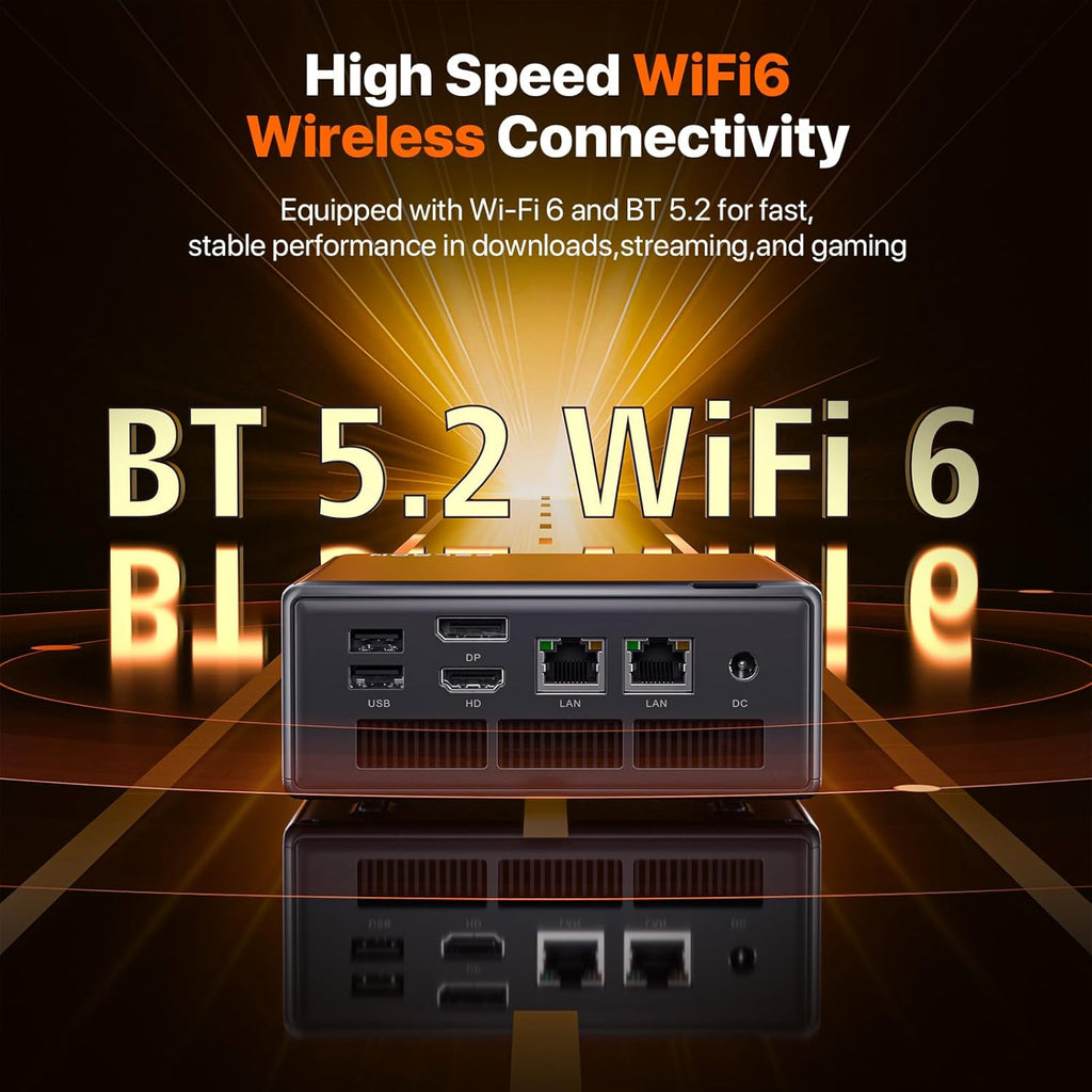 PELADN Mini PC Gaming  Dual LAN  Ryzen 5 5600H (Upgraded 5700U/7430U) 16GB DDR4/512GB NVMe SSD Dual LAN Type-C/DP/HD Mini Desktop Computer WiFi6 4K/60Hz Triple-Display USB3.2/BT5.2 Mini Computer