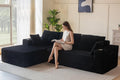MAXYOYO 104" Modular Sectional Couch with L-Shape Chaise, Modern Boneless Couch for Living Room, Sofa in A Box, Oversized Sofa Sleeper with Deep Seat, No Assembly Required, Black
