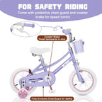 XJD Girls Bike for 3-12 Years Old Girls, 12 14 16 20 Inch Kids Bike with Training Wheels, Adjustable Seat Height, Coaster Brake, Streamers Basket