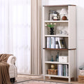 71" Tall Bookshelf, 5-Tier Farmhouse Bookcase, Free Standing Display Shelf & Storage Organizer for Living Room, Home Office, Bedroom,Antique White.