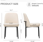 COLAMY Dining Chairs Set of 4, Modern Dining Chairs, Fabric Upholstered Dining Chairs, Kitchen Chairs with Curved Back and Metal Legs for Dining Room Kitchen Restaurant, Beige
