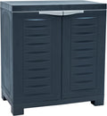 Sunnydaze 25.5" H Resin Garage Storage Cabinet - Garage Cabinet with Adjustable Shelf - Freestanding Utility Storage for Laundry Room, Office, Basement - Charcoal