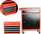 5-Drawer Rolling Tool Chest, 2 in 1 Tool Storage Cabinet with Detachable Top, Steel Tool Box with Wheels, Red and Black, Lockable, for Garage Workshop