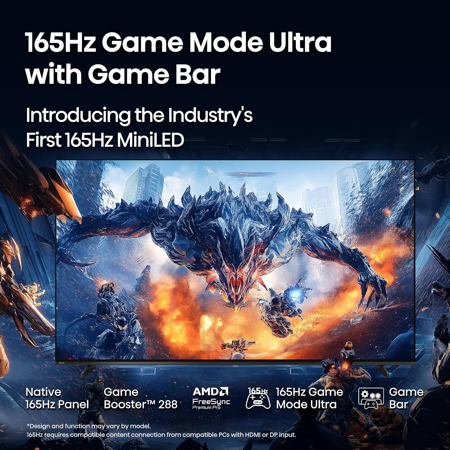 Hisense 55" U7 Mini-LED ULED 4K UHD Best Premium Gaming Google Smart TV (55U75QG  2025 Model) - QLED  Native 165Hz  VRR 288  Up to 3000 Nits  HDR10+  Dolby Vision IQ · Atmos  IMAX Enhanced  2.1.2 Ch