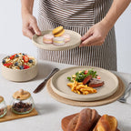 E-far Stoneware Dinnerware Sets, 12-Piece Plates and Bowls Dish Set for 4, Kitchen Modern Dinning Ware, Chip and Scratch Resistant, Microwave & Dishwasher Safe, Speckled Khaki