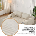 107" L-Shaped Boneless Couch, Cloud Modular Sectional Sofa with Chaise, Upholstered - No Assembly, Deep Seat, Soft Cushions & Backrest, for Living Room, Beige