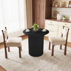 AVZEAR 31.5" Round Dining Table for 2 People, Small Kitchen Dinner Table with Fluted Wood Base, Farmhouse Circle Dining Tables for Home, Kitchen, Dining Room, Living Room (Black)