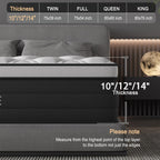 Queen Mattress, 14 Inch Hybrid Mattress in a Box with Individual Pocket Spring, Gel Memory Foam and Euro Top, Medium Firm Feel with Motion Isolation, Pressure Relief, Edge Support,Queen Size Black