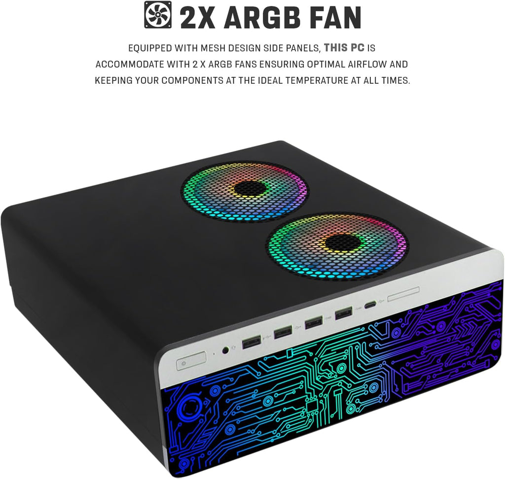 TechMagnet HP G4 Desktop Computer PC AMD Pro A10-9700 R7 8GB RAM 256GB SSD 24 Inch Curved Monitor RGB Speaker RGB Keyboard with AI-Enabled Copilot Key Mouse 2X ARGB Fan WiFi Windows 11 Pro (Renewed)