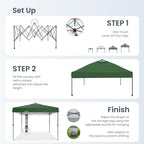 PHI VILLA 10x10ft 1-Person Setup Pop Up Canopy Tent Instant Portable Shelter w/ 1-Button Push, Case, 4 Weight Bags - Green