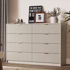 Beige Dresser for Bedroom, 8 Drawer Double Dresser, Modern Chest of Drawers for Bedroom, Living Room, Entryway and Closet, 55" L x 15.7" D x 37.4" H