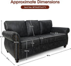 Mid-Century Vintage Sofa Couches with Rivet Design,3-Seater Sofa,Removable Sofa Cover Upholstered Cushions and Solid Wood Frame (Grey, 3-Seater)