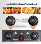 ROVSUN 12.5QT/11.8L Electric Deep Fryer w/Frying Basket, Timer, Drain, & Lid, Commercial Countertop Single Tank Frying Machine, Adjustable Temperature, for French Fries Donuts Onion Rings, 1700W 110V