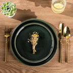 GBHOME Ceramic Dinnerware Sets for 4, 12 Pieces Stoneware Plates and Bowls Sets, Scratch Resistant Dishes, Dishwasher & Microwave Safe, Reactive Glaze-Earth Green