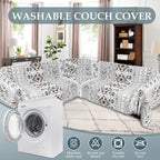 1OO% Waterproof Sectional Couch Covers for Dogs L Shaped Corner Sofa Cover Washable Chenille Sofa Slipcovers Blanket Modern Jacquard Pet Furniture Protector (91"x252", Boho Blue Brown)