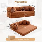 Sofa Bed, 79" Convertible Sleeper Sofa with Pull Out Bed, 5-in-1 Folding Corduroy Futon Couch, Modular Loveseat Sofa Bed for Living Room, Bedroom & Apartment, Brown