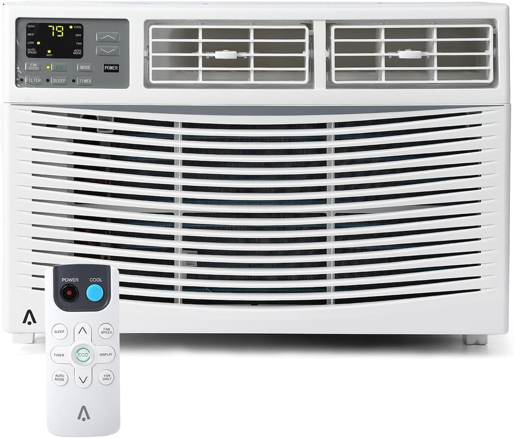 8000 BTU Smart WiFi Window Air Conditioner, Cools Up to 350 Sq. ft., Energy Saving AC Unit with Remote Control, App & Voice Control, 24H Timer, Quiet Operation for Living Room, Office