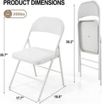VINGLI 6 Pack Folding Chairs with Padded Seats, Metal Frame with Pu Leather Seat & Back, Capacity 350 lbs, White