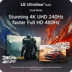 LG 32GX870A-B 32-inch Ultragear 4K UHD (3840 x 2160) OLED Gaming Monitor  Dual-Mode  240Hz  0.03ms  NVIDIA  AMD FreeSync Premium Pro  VESA DisplayHDR True Black 400  USB Type-C  DP2.1