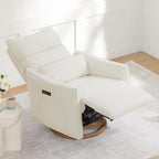 CHITA Swivel Rocker Recliner Chair, Power Nursery Glider Recliner, Nursery Rocking Chair with Adjustable Power Headrest, FSC Certified, Solid Wood Base, Cream
